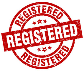 registered round red grunge stamp