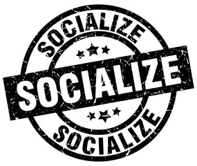 socialize round grunge black stamp