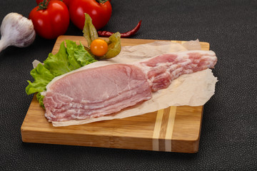 Raw pork bacon