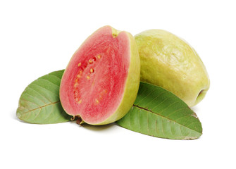 Pink guava isolated on white background