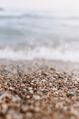 sea waves are crashing on the shore. sea horizon. vacation at sea