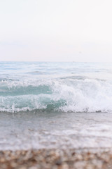 sea waves are crashing on the shore. sea horizon. vacation at sea