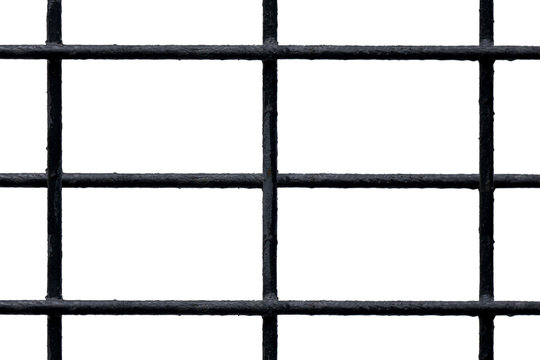 Grate With Black Metal Bars With Isolated On White