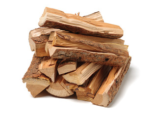 Pile of firewood isolated on a white background