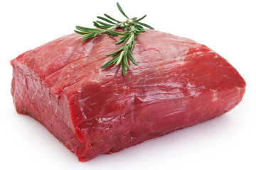 Raw beef on white background