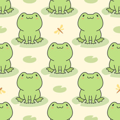 Cute frog Seamless Pattern Background