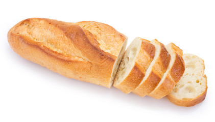 Sliced bread on white background