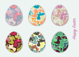Set of multi-colored Easter eggs with a pattern