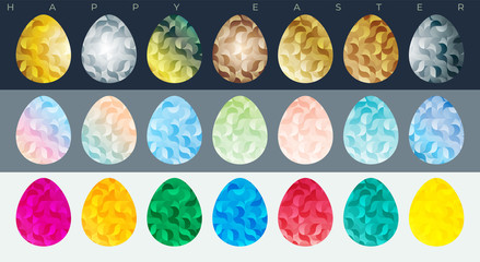 Set of multi-colored Easter eggs with a pattern
