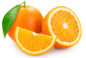 Fresh orange on white background