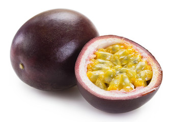 Fresh passion fruit on white background