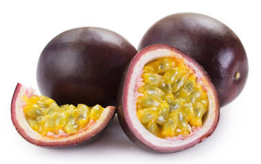 Fresh passion fruit on white background