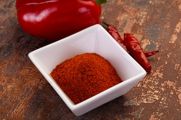 Paprika powder in the bowl
