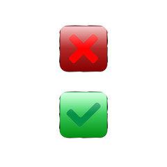 Tick and cross signs. Green checkmark OK and red X icons