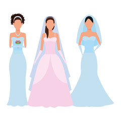 women wearing wedding dress