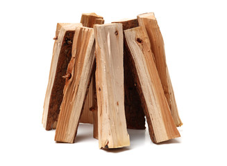 Pile of firewood isolated on a white background