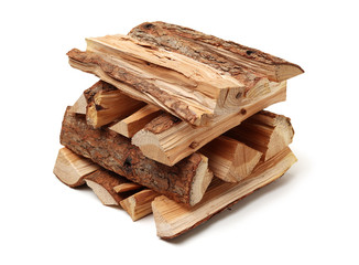 Pile of firewood isolated on a white background