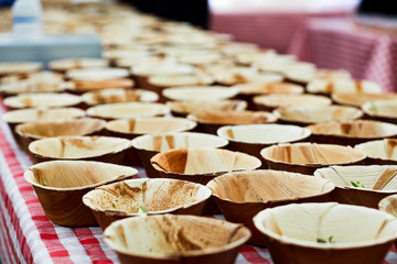 Eco-friendly plates ready for serving