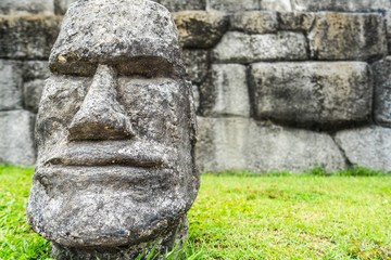 Moai simulated for tourists to take pictures And have studied because the real thing is very far