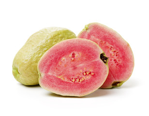 Pink guava isolated on white background