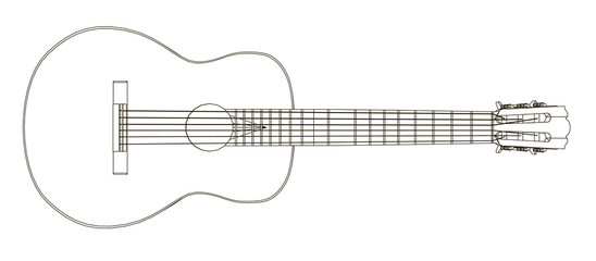 Obraz na płótnie Canvas Contour of an acoustic guitar. Side view. Vector illustration