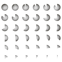 Sequence of polygonal spheres decreasing in circumference by 10 percent. Vector illustration