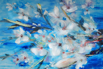 Apple blossom flowers art oil on canvas