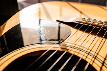 closeup of acoustic guitar