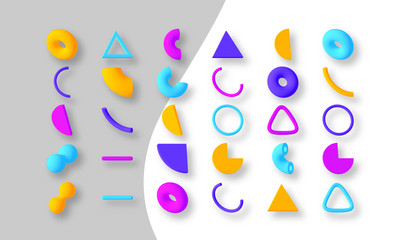 Set of colorful abstract geometric shapes. Isolated elements for design. Vector