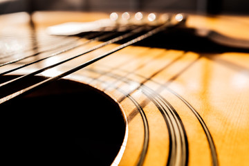 closeup of an acoustic guitar