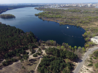 Aerial view of the Saburb landscape (drone image). Near Kiev,Ukraine