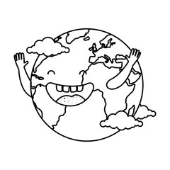 world planet earth with clouds character