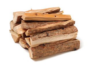 Pile of firewood isolated on a white background