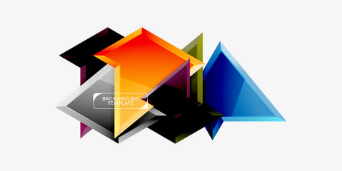 Bright colorful triangular poly 3d composition,abstract geometric background, minimal design, polygonal futuristic poster