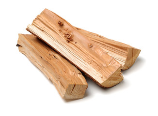 Pile of firewood isolated on a white background