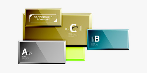 Geometrical design squares abstract banner, glossy shiny effects