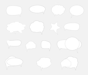 White blank retro speech bubbles set on white background. Vector Illustration