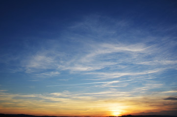 Naklejka na ściany i meble Sunset, cloudscape, sky background 