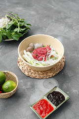 deconstructed pho laid out with all ingredients
