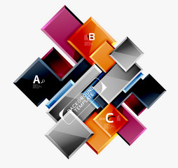 Geometrical design squares abstract banner, glossy shiny effects