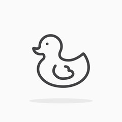 Duck icon in line style. Editable stroke.