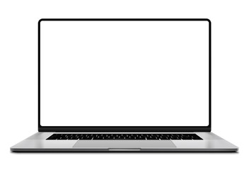 Laptop modern frameless with blank screen isolated on white background - super high detailed photorealistic esp 10 vector - obrazy, fototapety, plakaty