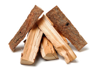 Pile of firewood isolated on a white background