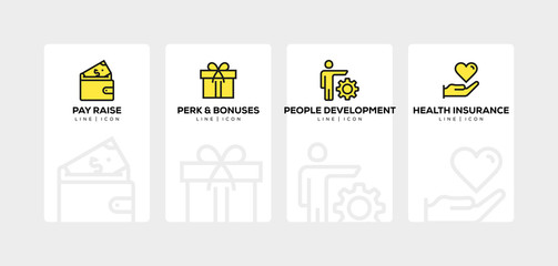 Fototapeta premium EMPLOYEE BENEFITS LINE ICON SET