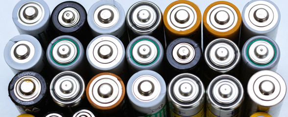 Disposal of batteries and their recycling. ecology concept.