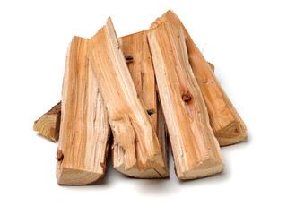 Pile of firewood isolated on a white background