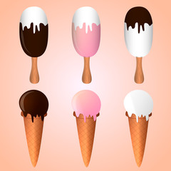Seo of vector ice cream illustrations. EPS 10