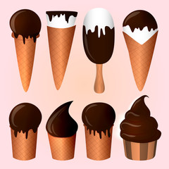 Seo of vector ice cream illustrations. EPS 10