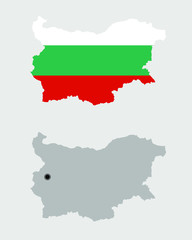 Contour of Bulgaria in grey and in flag colors
