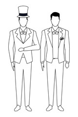 men wearing tuxedo black and white